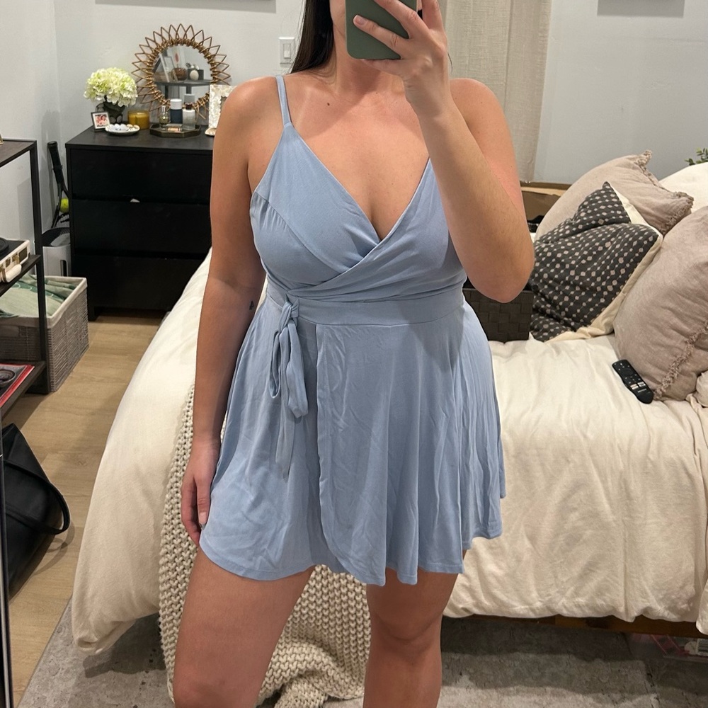 Urban Outfitters Light Blue Wrap Mini Dress